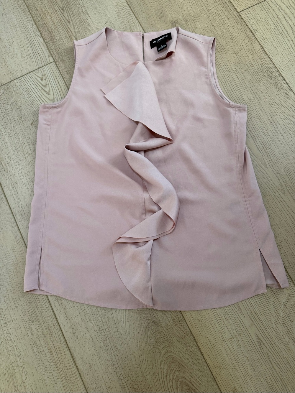 Liz Claiborne Soft Pink Sleeveless Ruffle Front Camisole